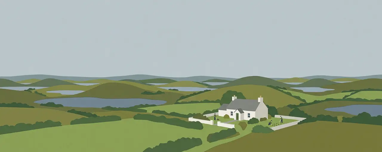 An illustrated landscape of Cavan.