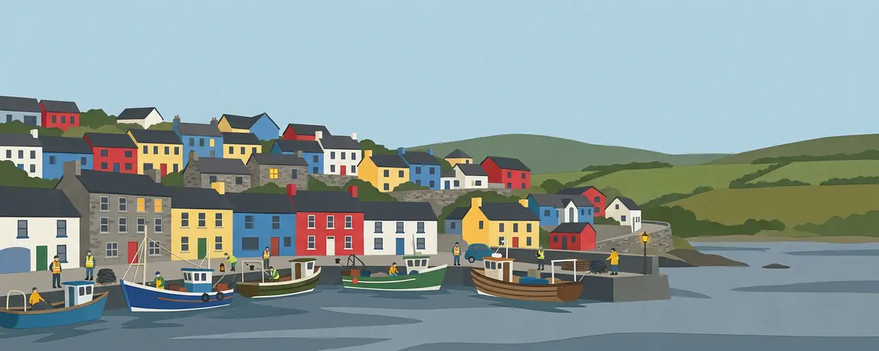An illustrated landscape of Cork.