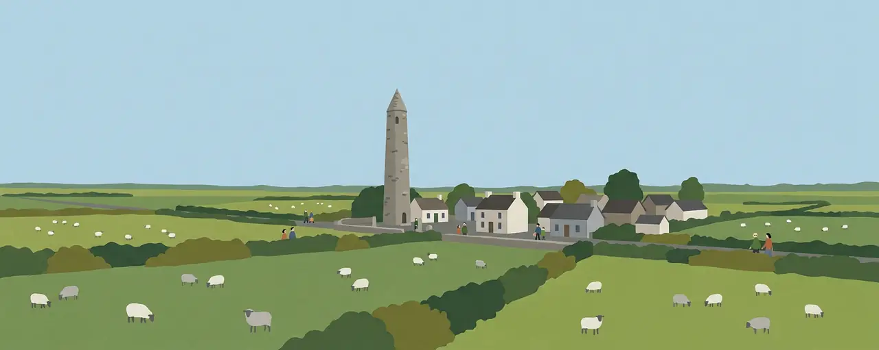 An illustrated landscape of Kildare.