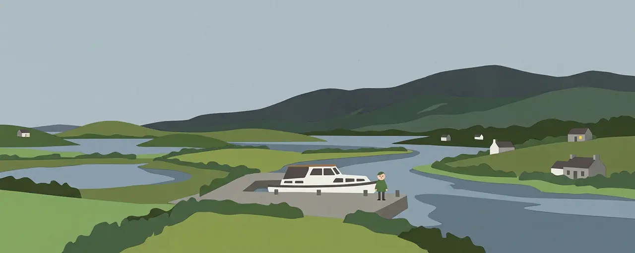 An illustrated landscape of Leitrim.