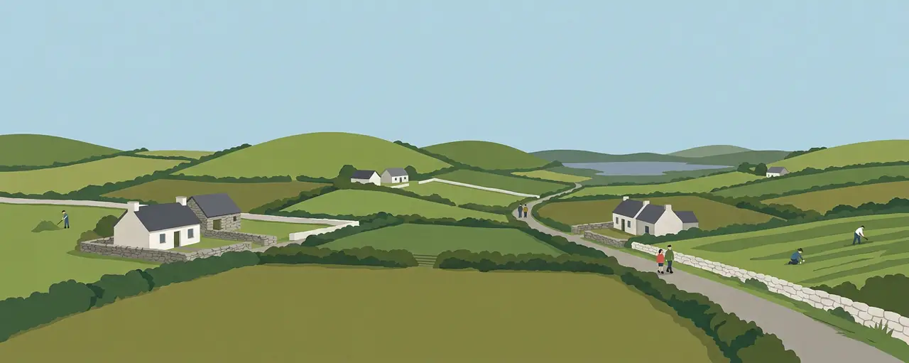 An illustrated landscape of Monaghan.