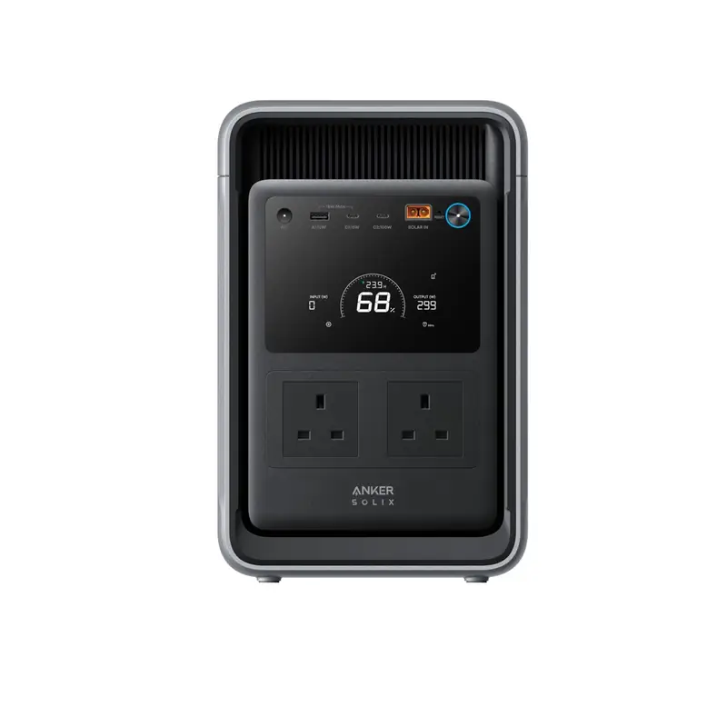 Anker SOLIX S2000 power station with two UK sockets.