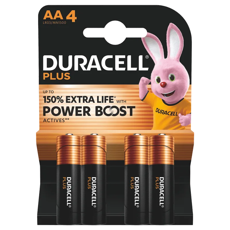 Duracell Plus AA battery pack, representing the spare battery set.