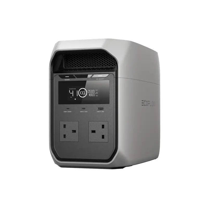 EcoFlow DELTA 3 Classic power station with two UK sockets.