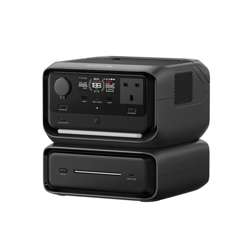 EcoFlow RIVER 3 Plus power station with UK sockets.